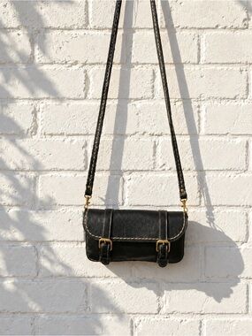 Roots Black Leather Shoulder Bag